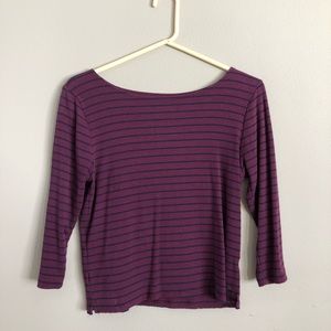 Macron crop top with navy strips